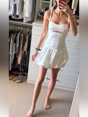 Zara White Women's Mini Dress with Cutout Detail